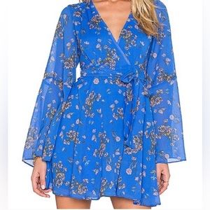Free People | EUC Lilo Royal Blue Floral Mini Dress, size M